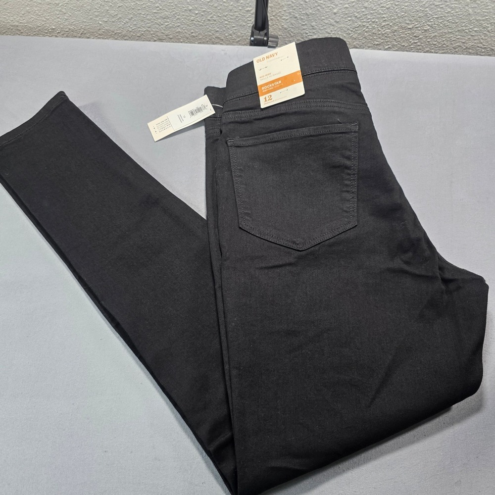 Old Navy Rockstar Jeggings Black Mid-Rise Slimming Pull-On Pants Size 12 Regular